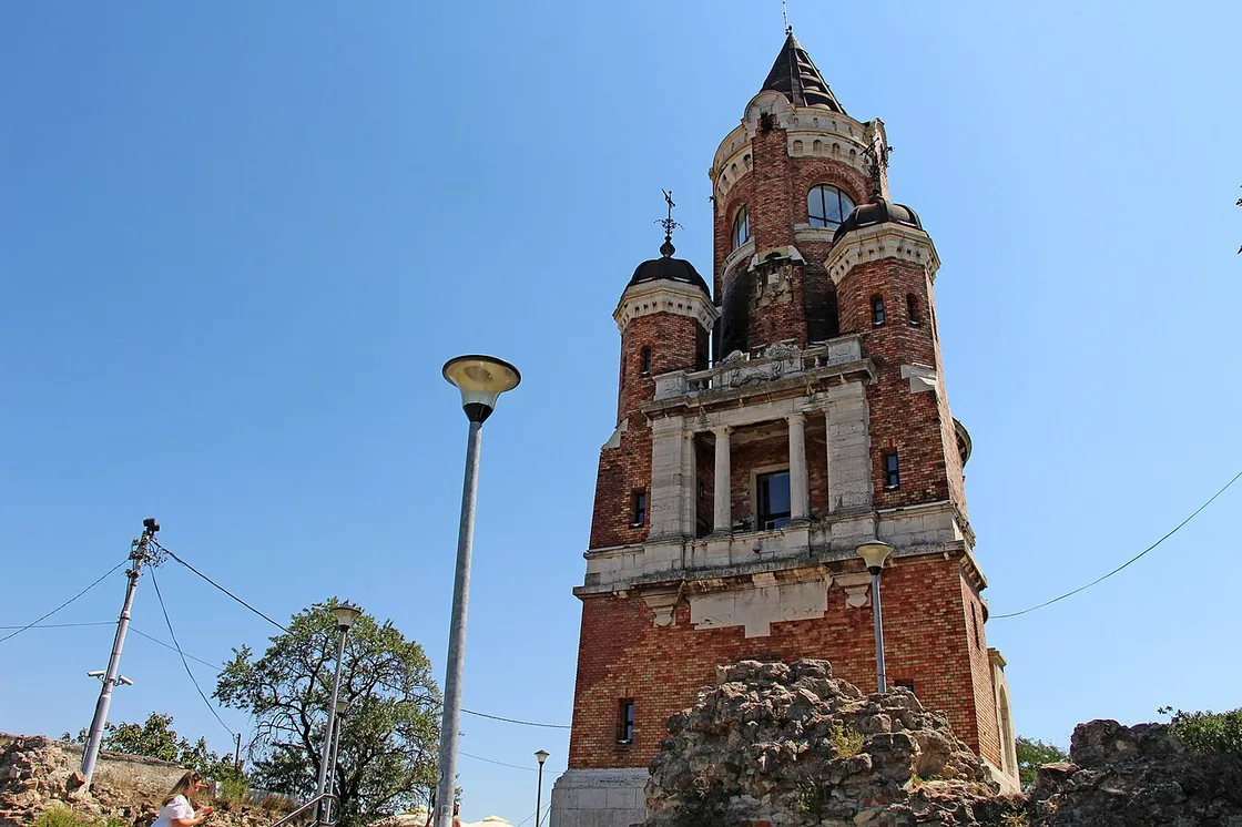The Gardoš Millennium Tower on the hill above the red rooftops of Zemun