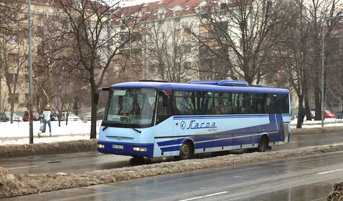 A Lasta intercity coach on a street in Novi Sad