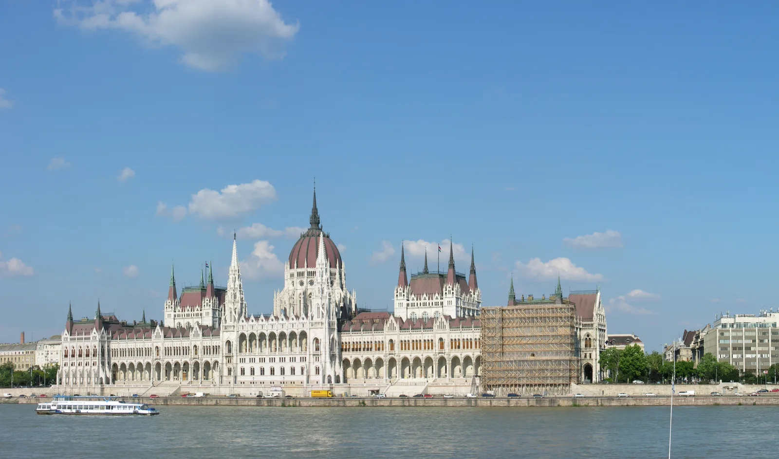The Hungarian Parliament Building seen across the Danube in Budapest