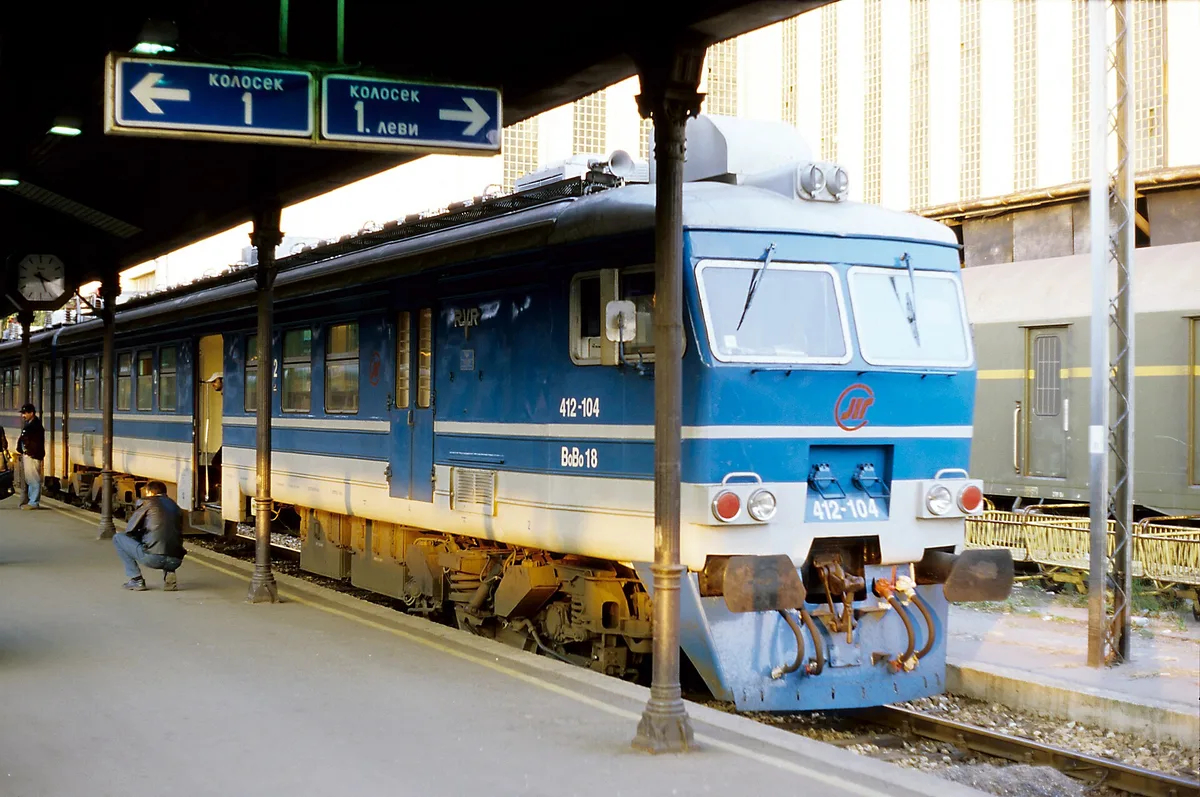 A BG Voz city rail train (class 412) at a Belgrade station