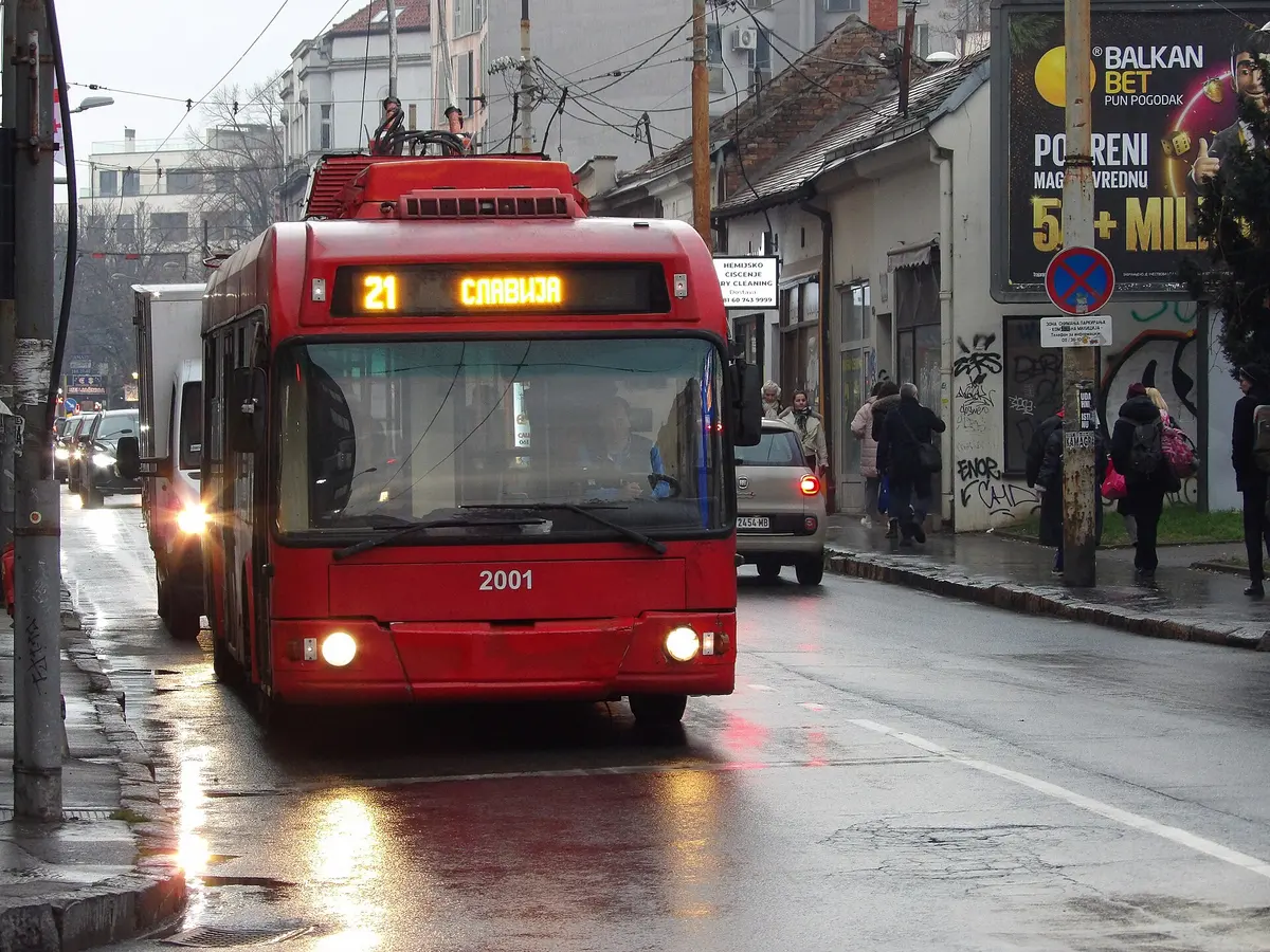A Belgrade trolleybus on line 21 photographed in 2025