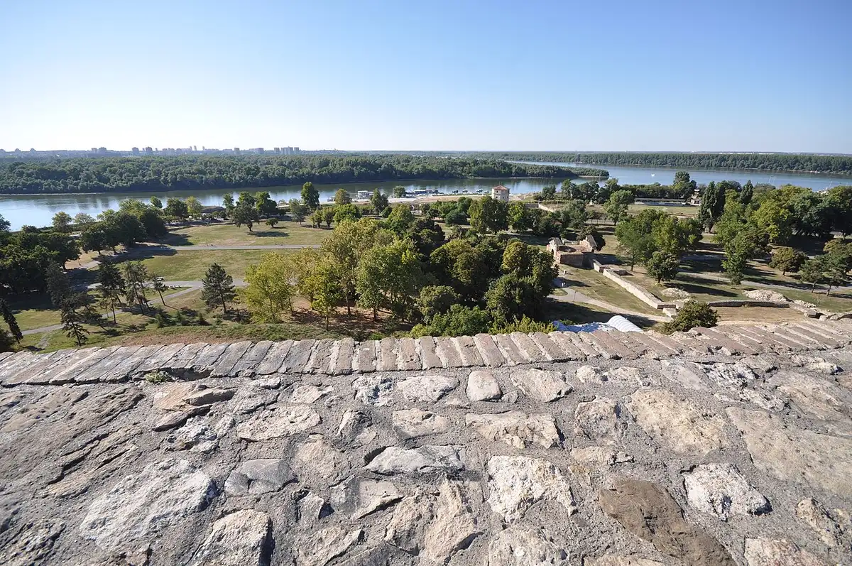 Belgrade Fortress above the meeting of the Sava and Danube rivers