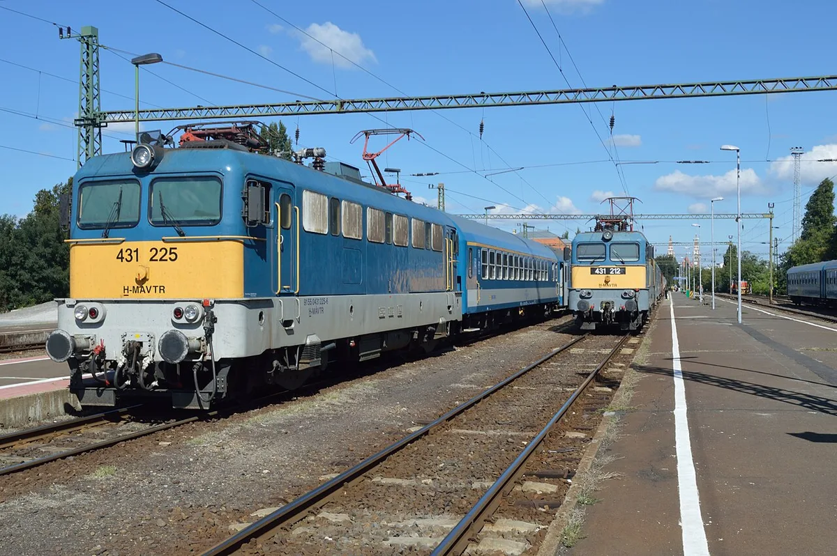 Trains at Szeged railway station in southern Hungary, the connecting point on the rail workaround from Serbia