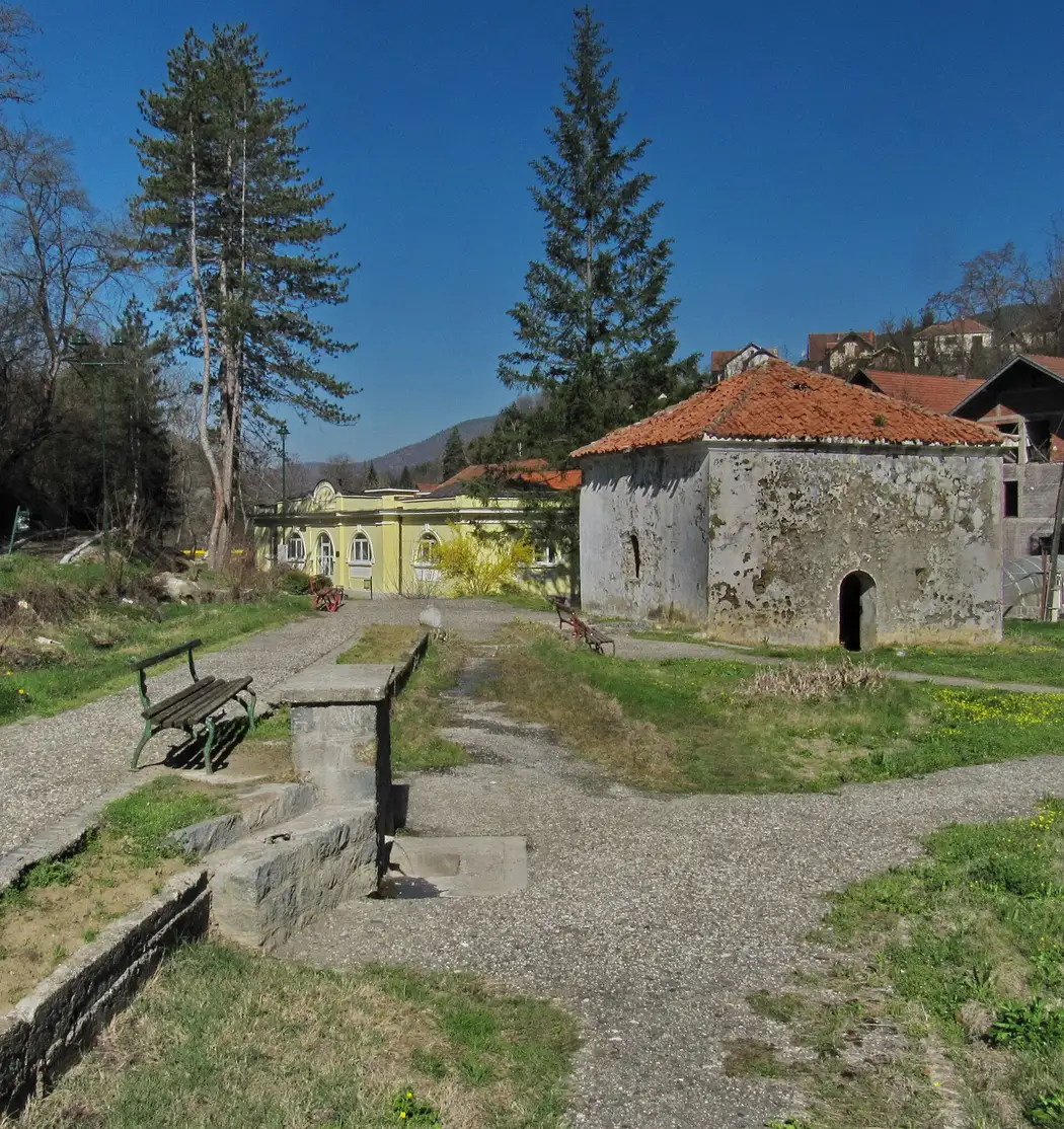 The old bath house and spa park in the village of Jošanička Banja below Kopaonik