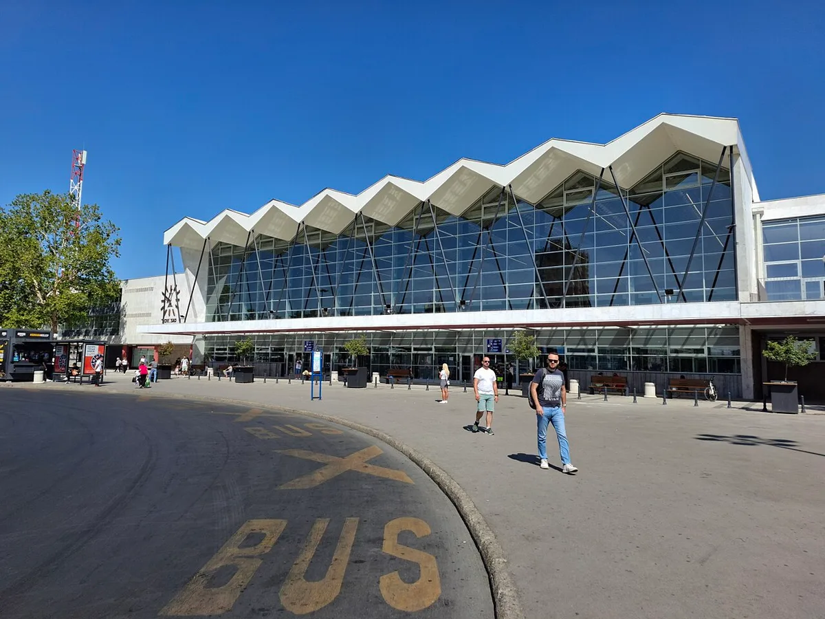 The railway station building in Novi Sad, the arrival point for trains from Belgrade