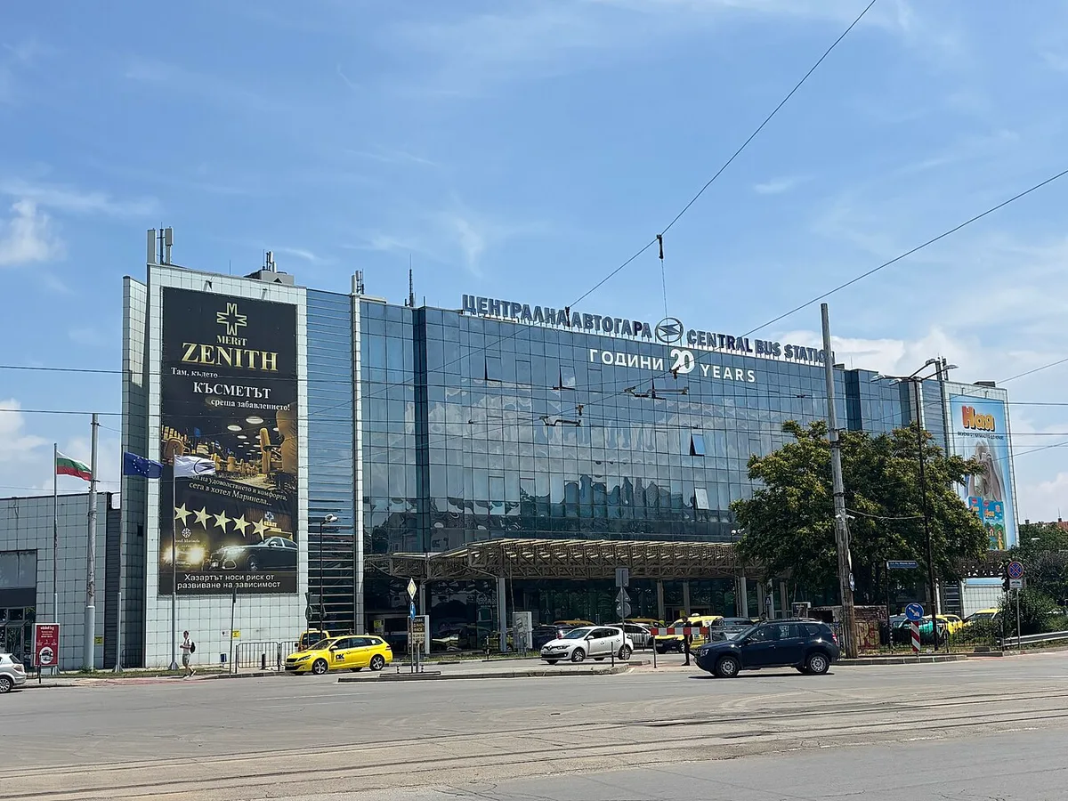 The concourse of Sofia Central Bus Station, where coaches from Belgrade arrive
