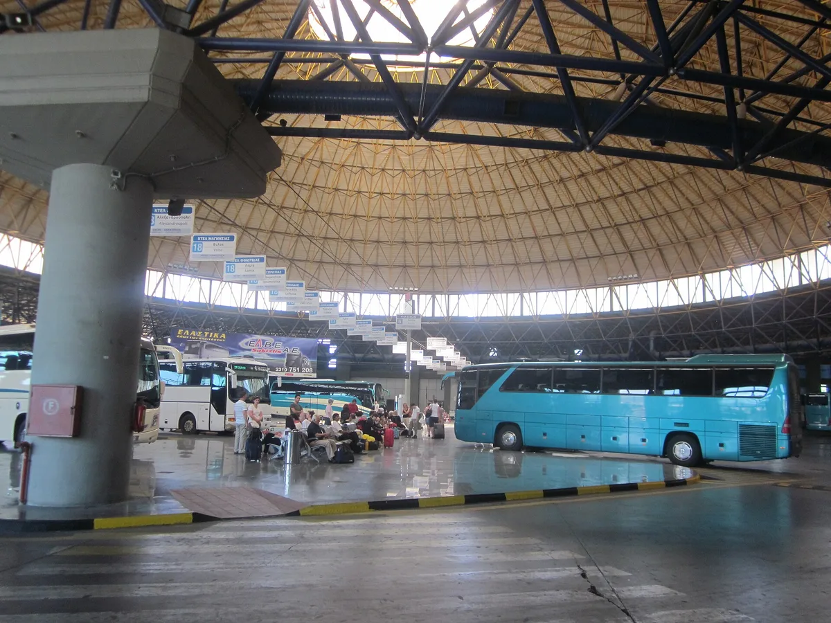 The Macedonia intercity KTEL bus station in Thessaloniki, where the Belgrade coach arrives