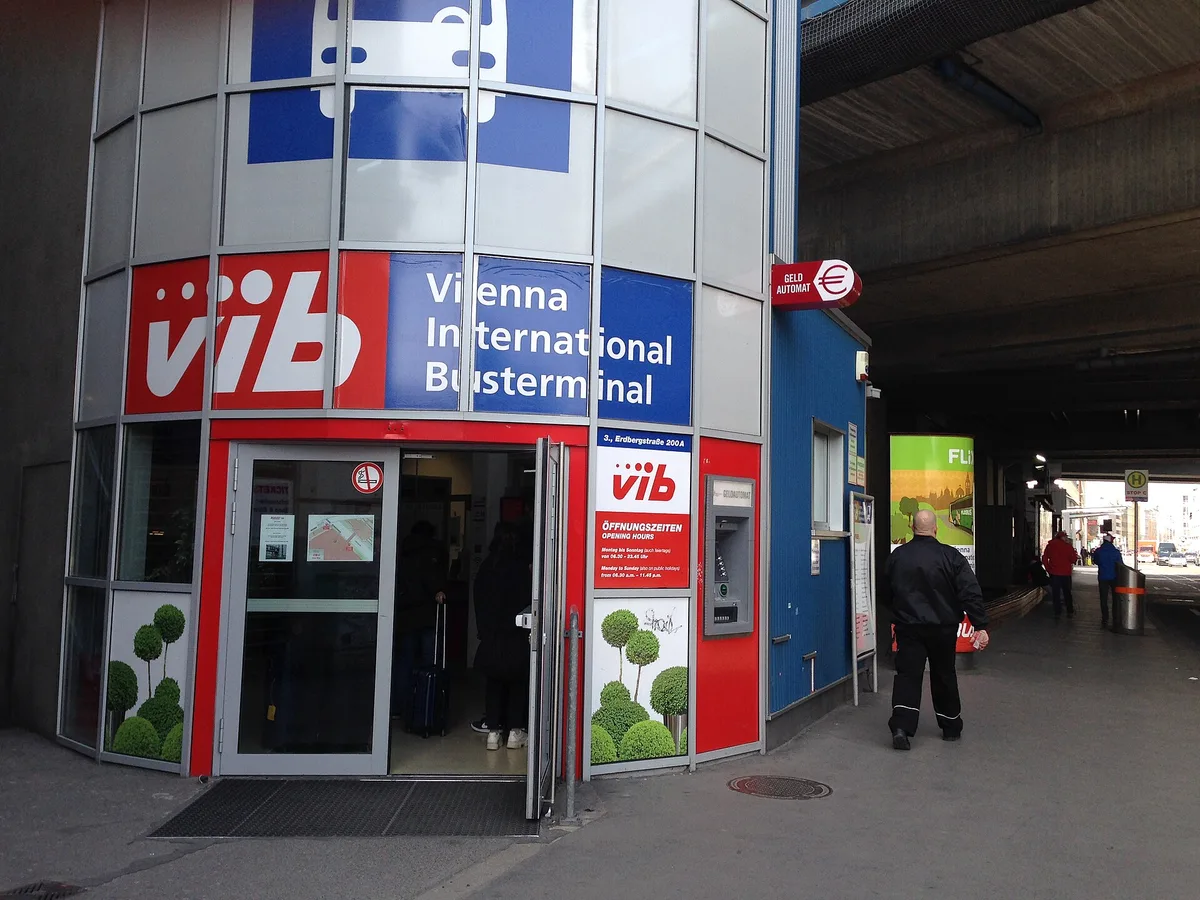 The Vienna International Busterminal (VIB) at Erdberg, where coaches from Belgrade arrive