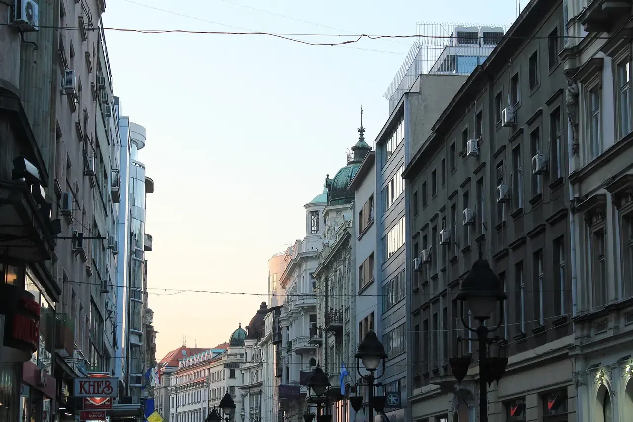 Crowds walking the pedestrian Knez Mihailova Street in central Belgrade