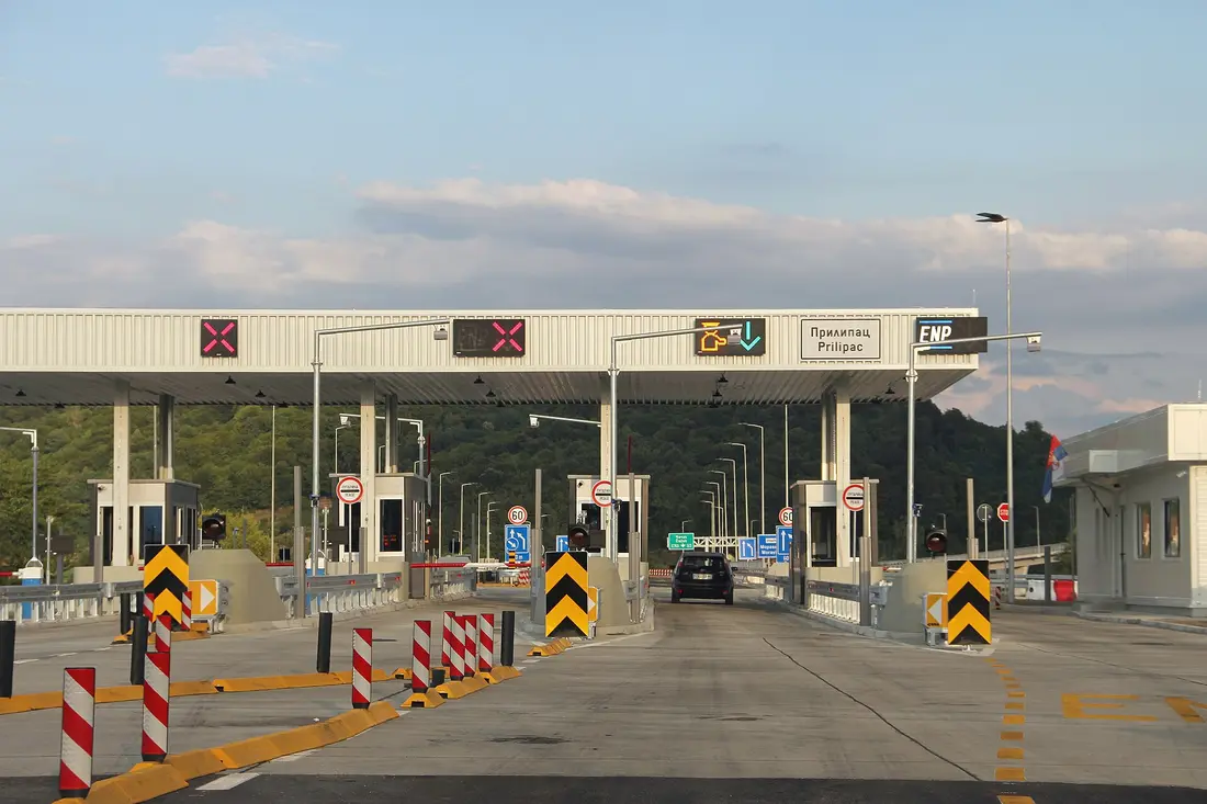 The entrance ramp onto a Serbian motorway near Pilatovići in western Serbia