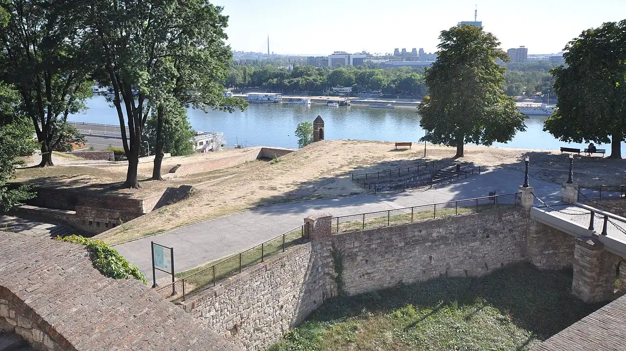 Kalemegdan fortress above the Danube, the view Belgrade sightseeing boats pass on the way to the Sava confluence