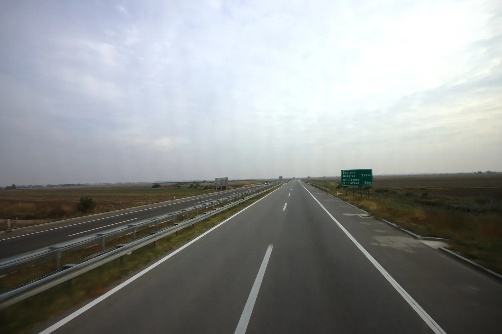 Looking along the A1 motorway near Inđija toward Belgrade