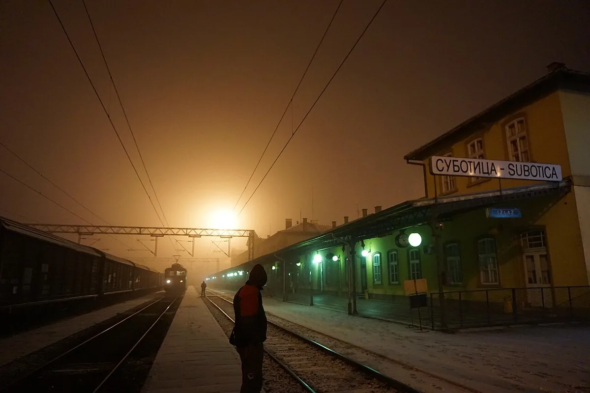 The restored railway station at Subotica near the Hungarian border, terminus of the fast Soko line