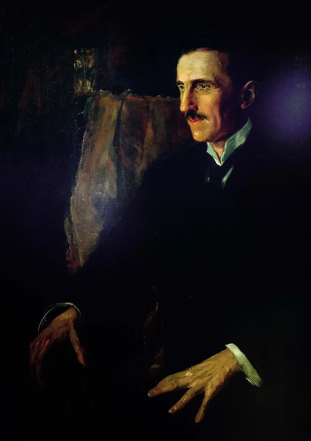 Portrait of Nikola Tesla displayed at the museum that carries his name