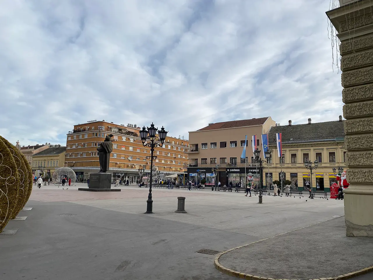 Freedom Square in Novi Sad with the statue of Svetozar Miletić and the City Hall on the right