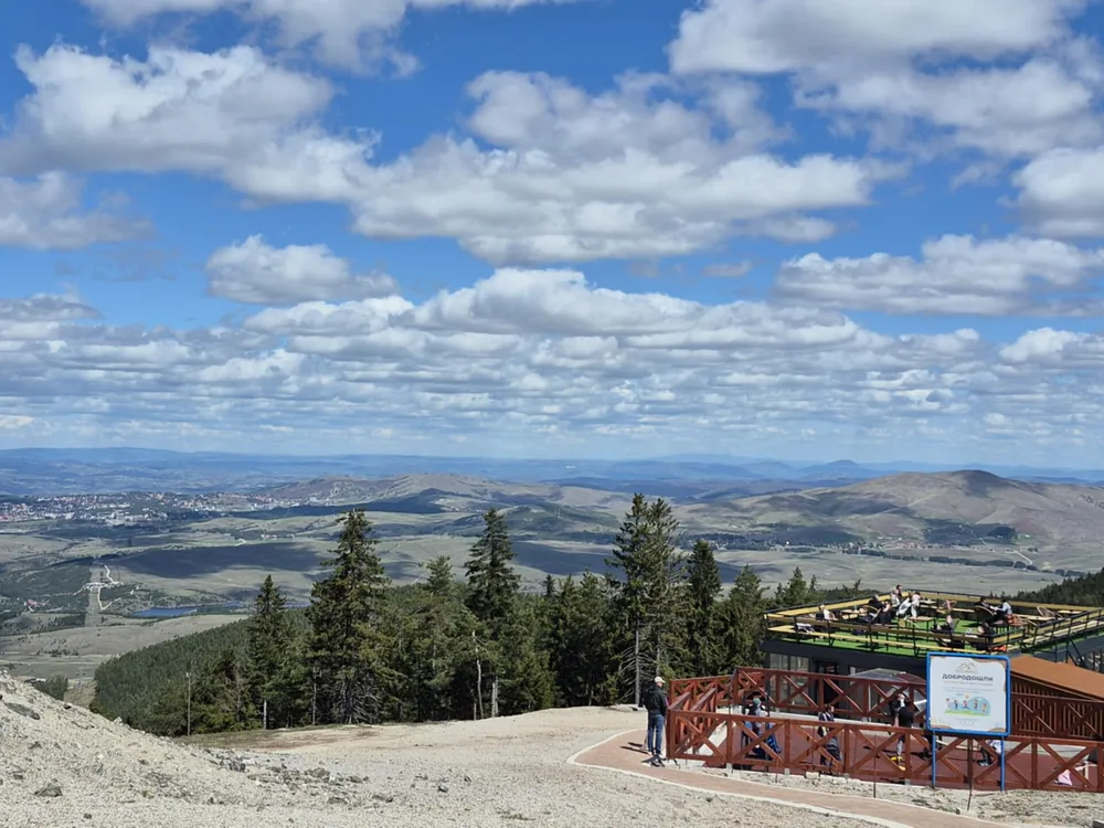The Gold Gondola cabins running up toward Tornik peak above the Zlatibor plateau