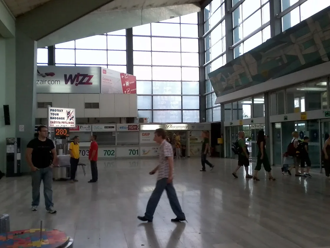 The interior of a terminal at Belgrade Nikola Tesla Airport