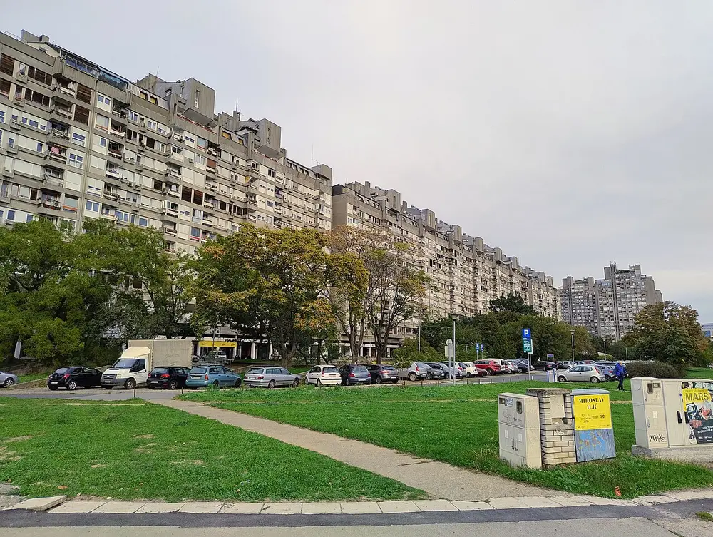 Residential apartment blocks in the Novi Beograd district where many newcomers rent