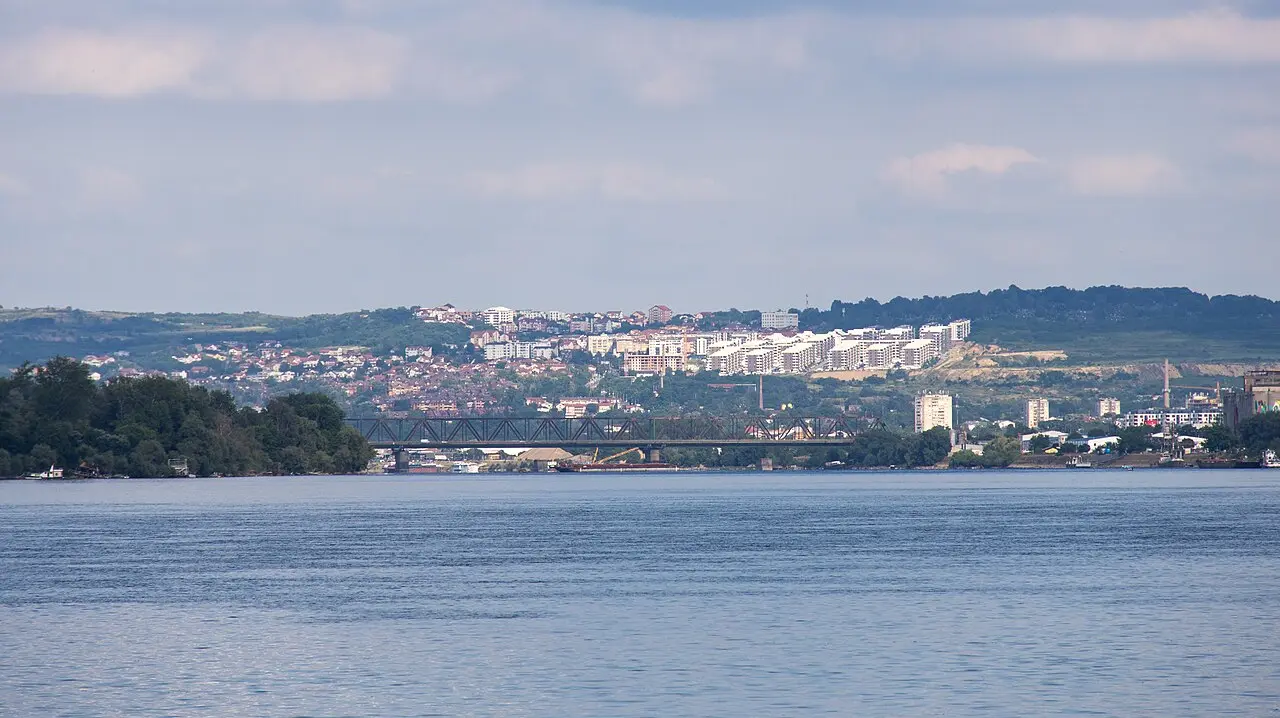 The Danube waterfront with Belgrade in the distance seen from Zemun