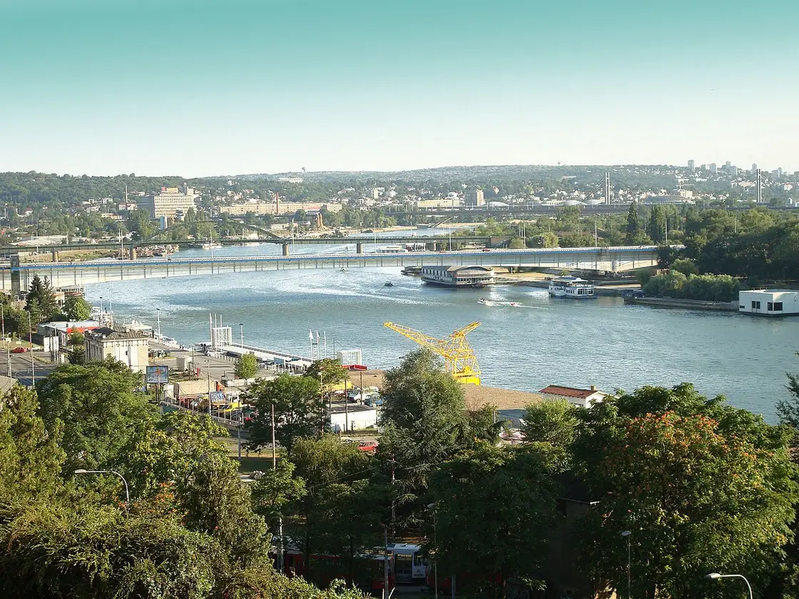 The Sava river and central Belgrade seen from Kalemegdan fortress