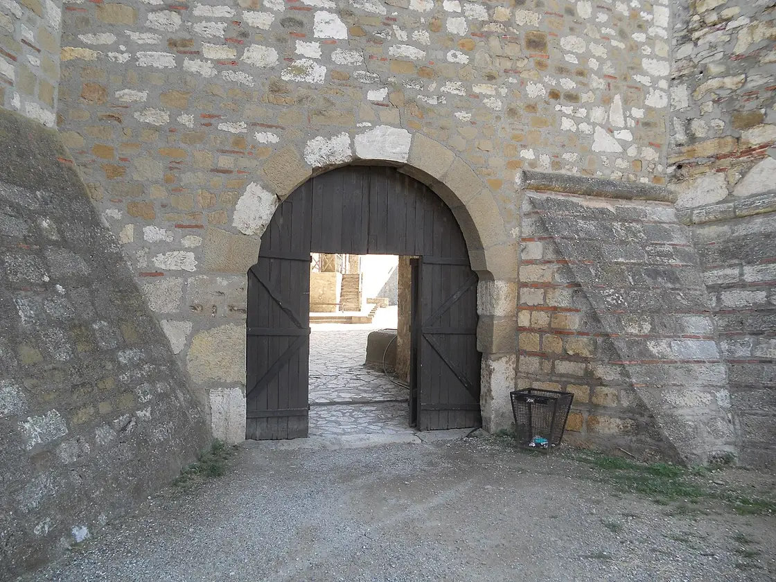 Crenellated ramparts of Smederevo Fortress with the Danube visible beyond the walls