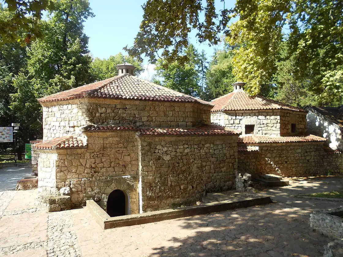 Stone exterior of the historic Amam Turkish bath in the centre of Sokobanja