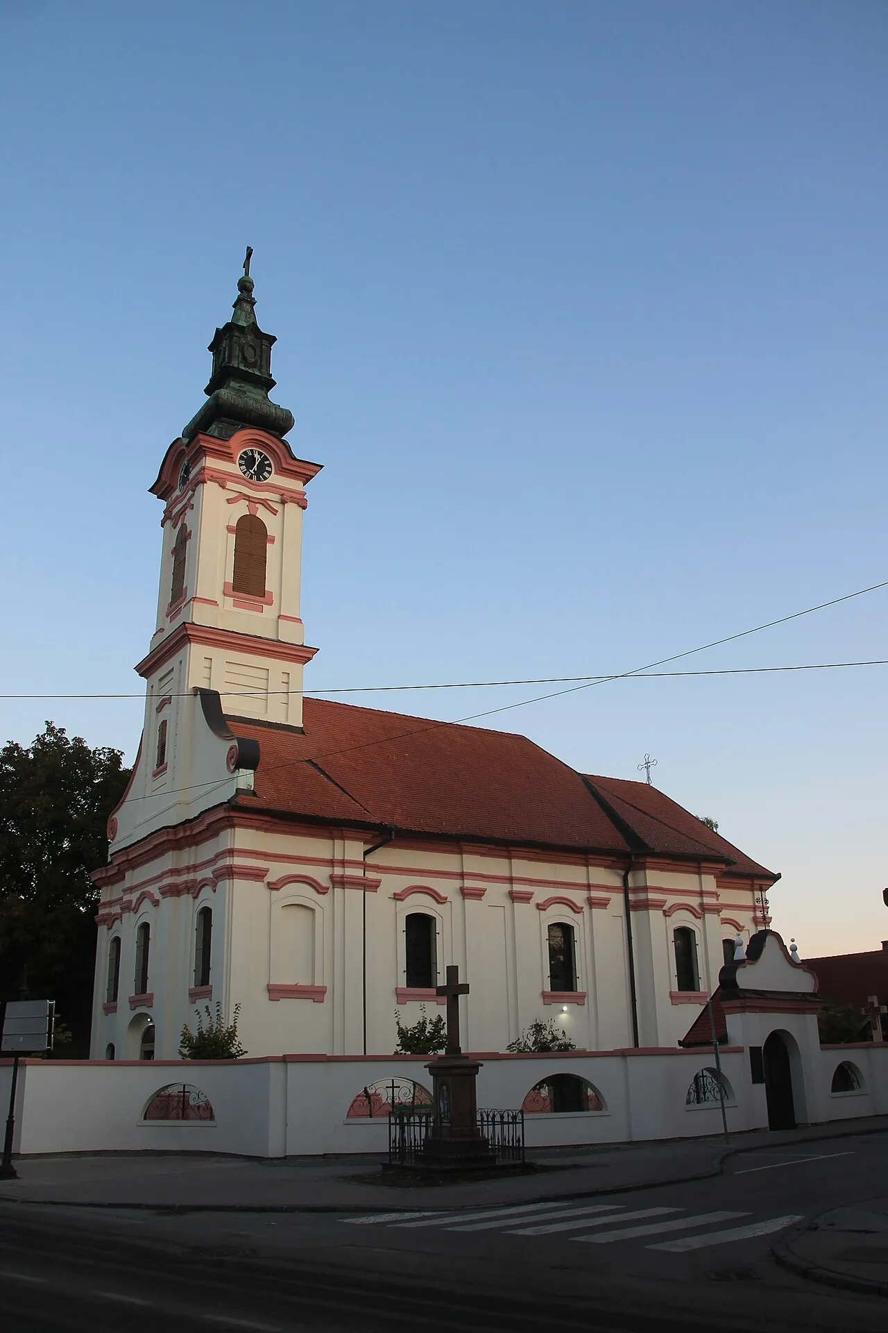 Tower and facade of the Church of St John in Sombor