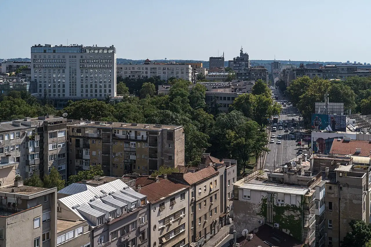 Belgrade seen from the river, the starting point for the drive southwest on the A2