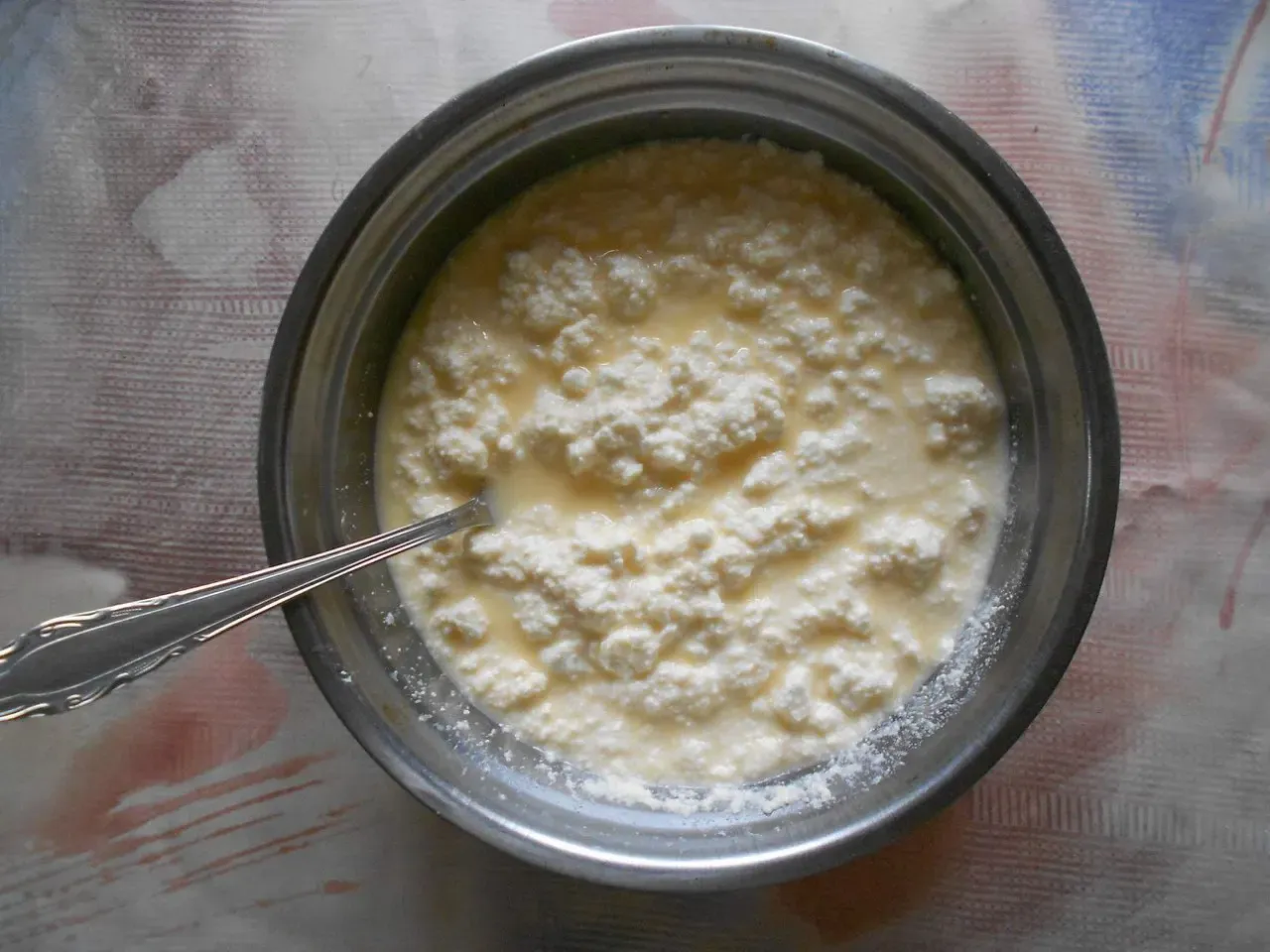 A slice of gibanica, the Serbian filo pie bound with white cheese and egg