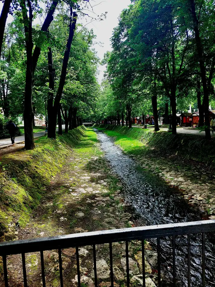 The small Vrnjacka river running through the landscaped park in the centre of town