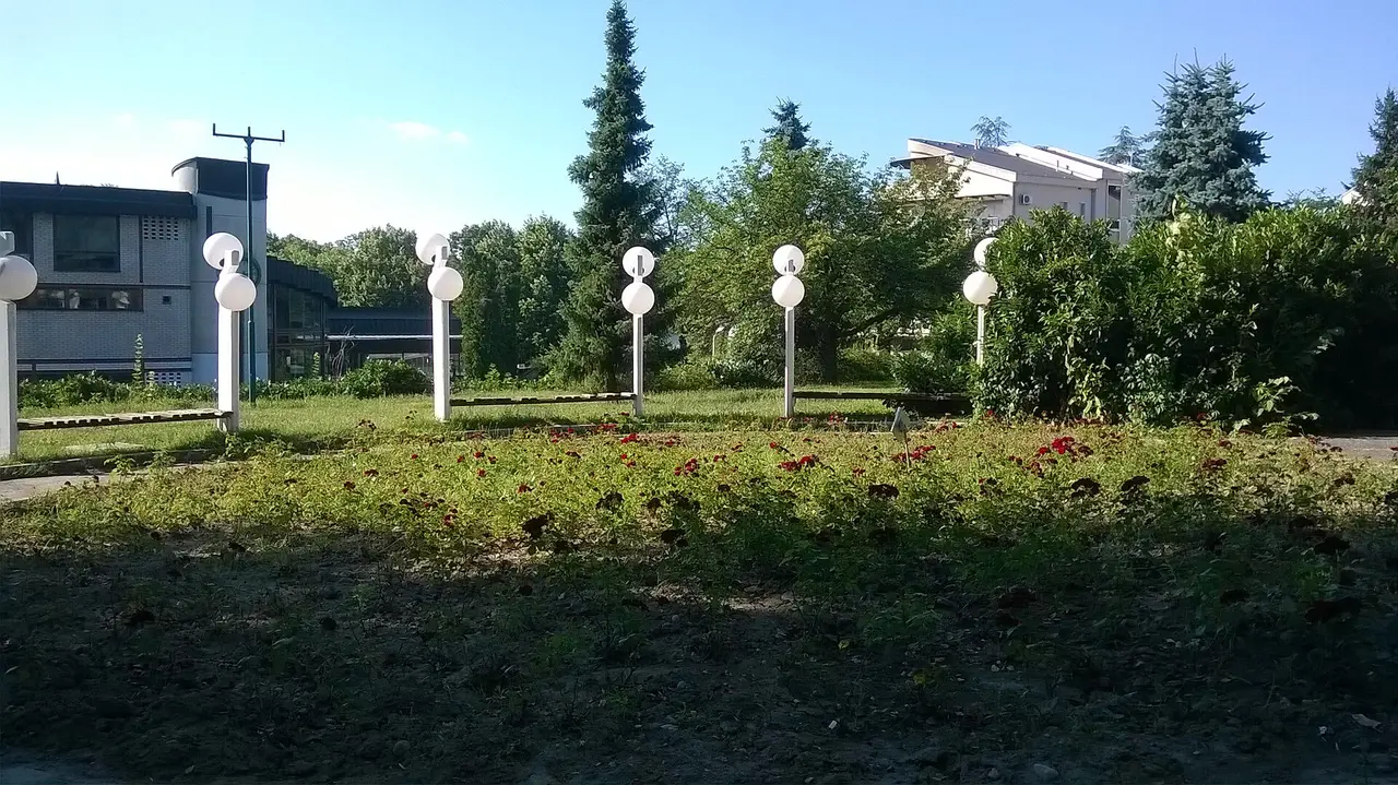 The Sneznik spring pavilion and its surrounding park in Vrnjacka Banja